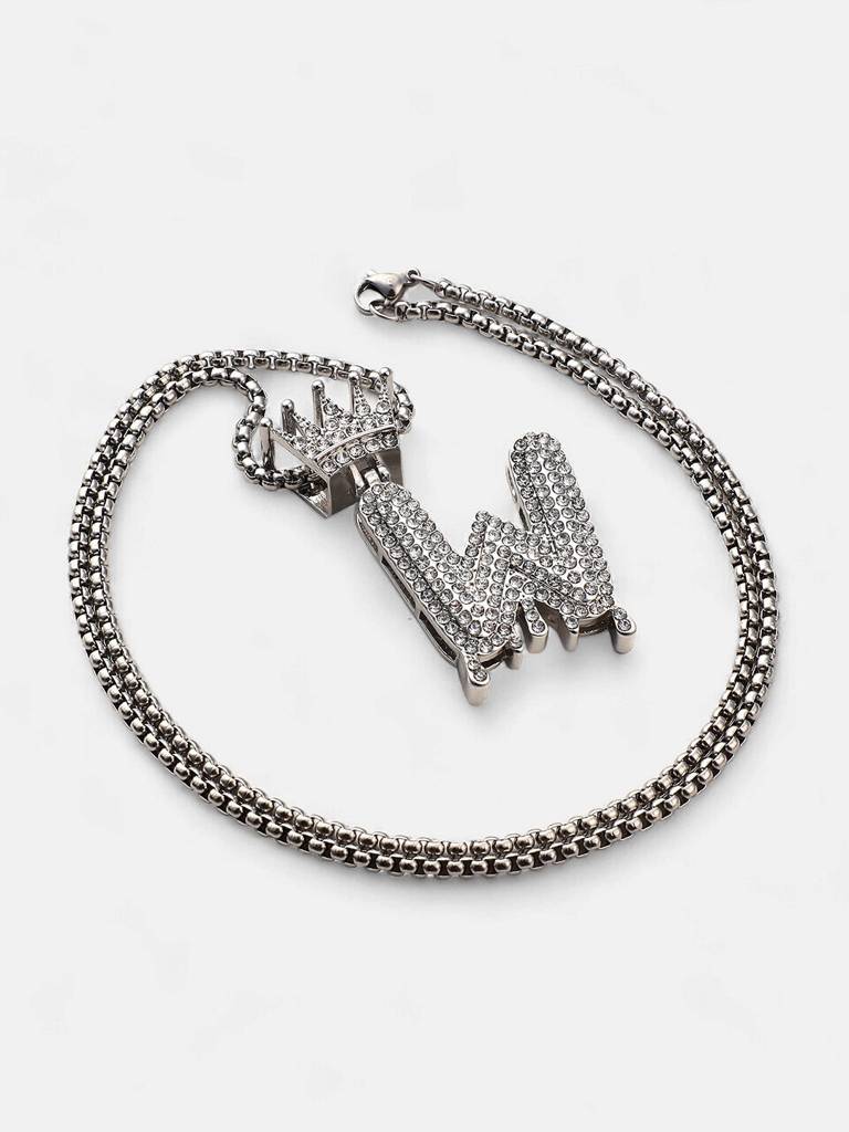 Men'S The Drip Alphabet Pendant Necklace - Metallic Silver : FANC1096-W