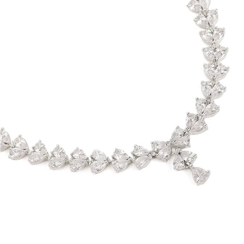 Sparkling Cz V-Shape Necklace Set For Women|Evening Wear & Parties : AD-900-IRWENKER
