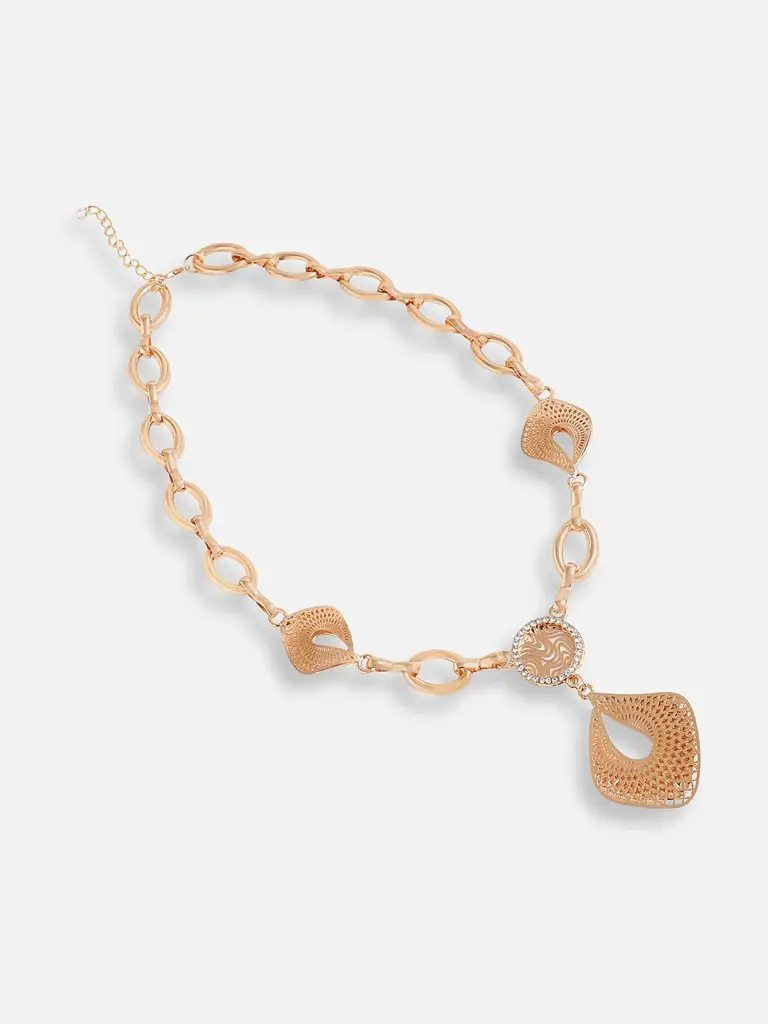 Eva-Gold Plated Designer Stone Necklace, Earring, Ring And Bracelet Set : SOHNCK7221