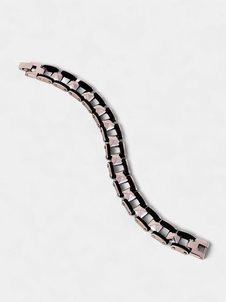 Men'S The Studded Chain Bracelet - Onyx Black & Metallic Silver : FABR1324
