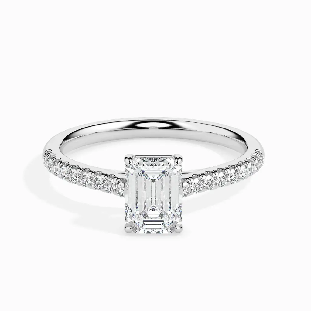 1 Carat Emerald Solitaire Ring In Diamond Band : 09kRoseZNR111F10