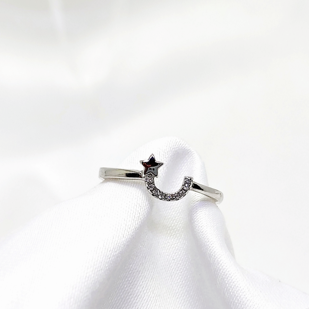 Silver Celestial  Moon & Star Ring : LRG-110027