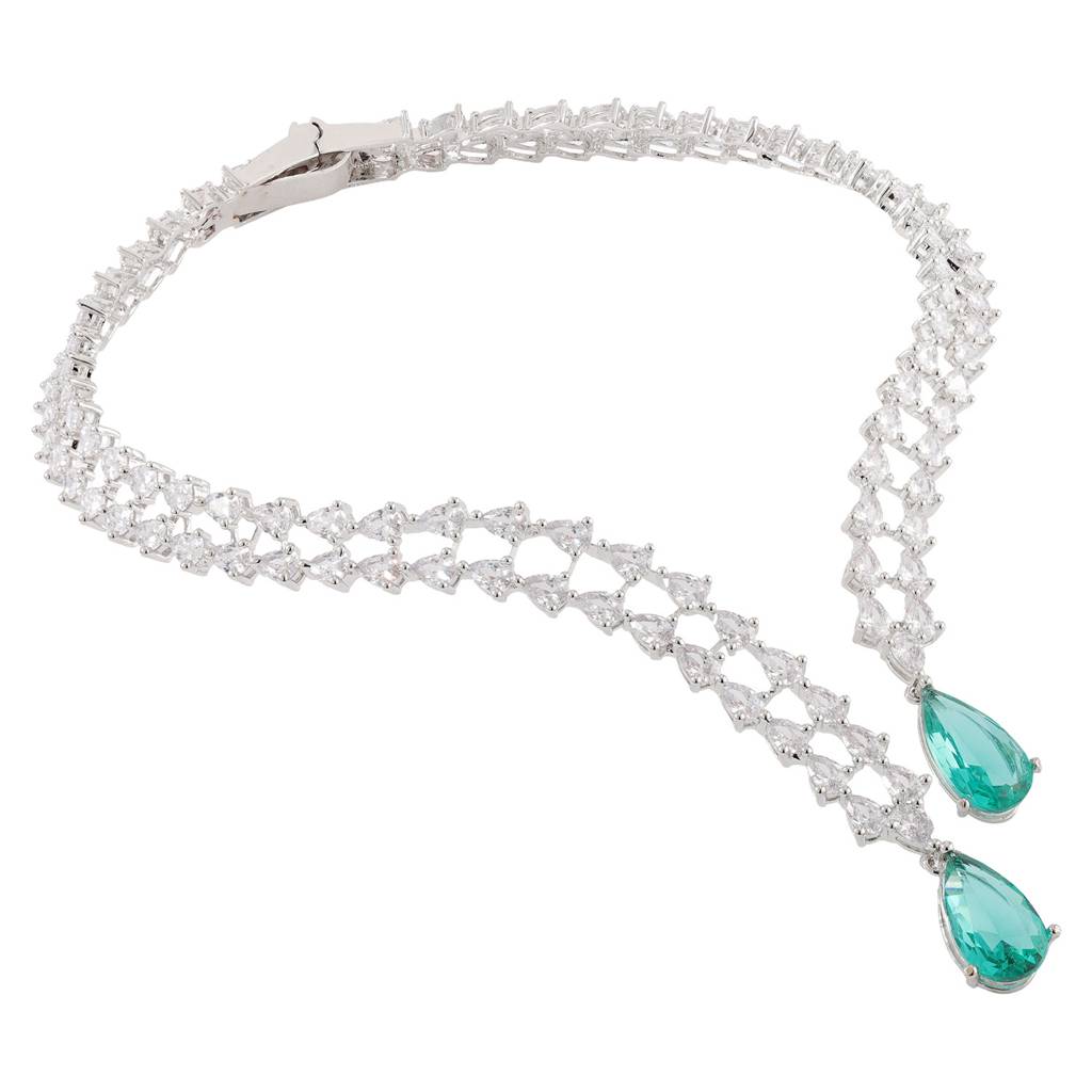 Sparkling Elegance Rang De Sitara Emerald Diamond Necklace Set : 8905124571202