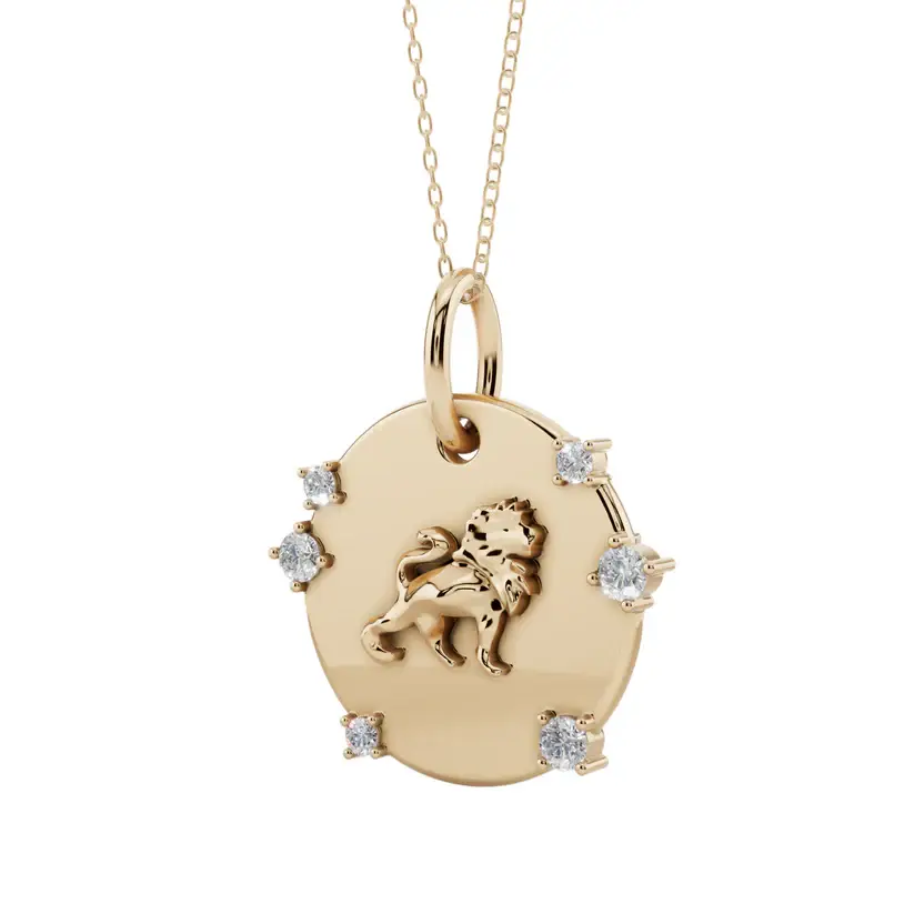 Solar Majesty | Leo Charm Semi Silver Pendant Necklace : VZD01-LEO-SM-C
