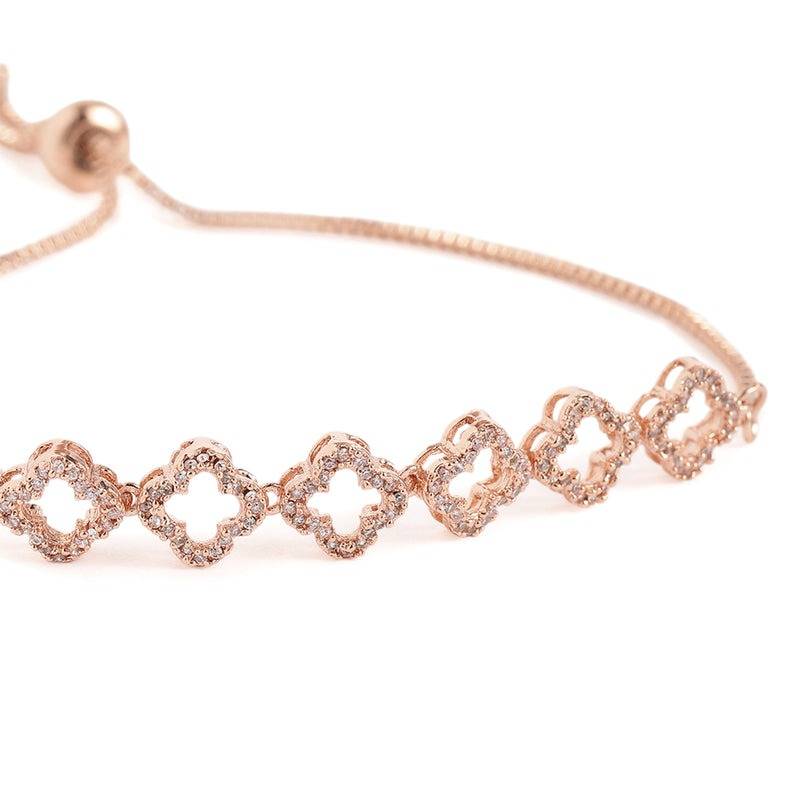 Sleek Clover Chain Bracelet | Cz For Everyday Glam : AD-164-RGWEBR