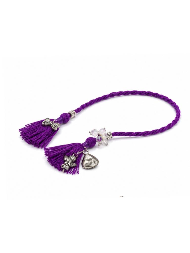 Purple Floral Tassel Lumba Rakhi : YI24A1013A