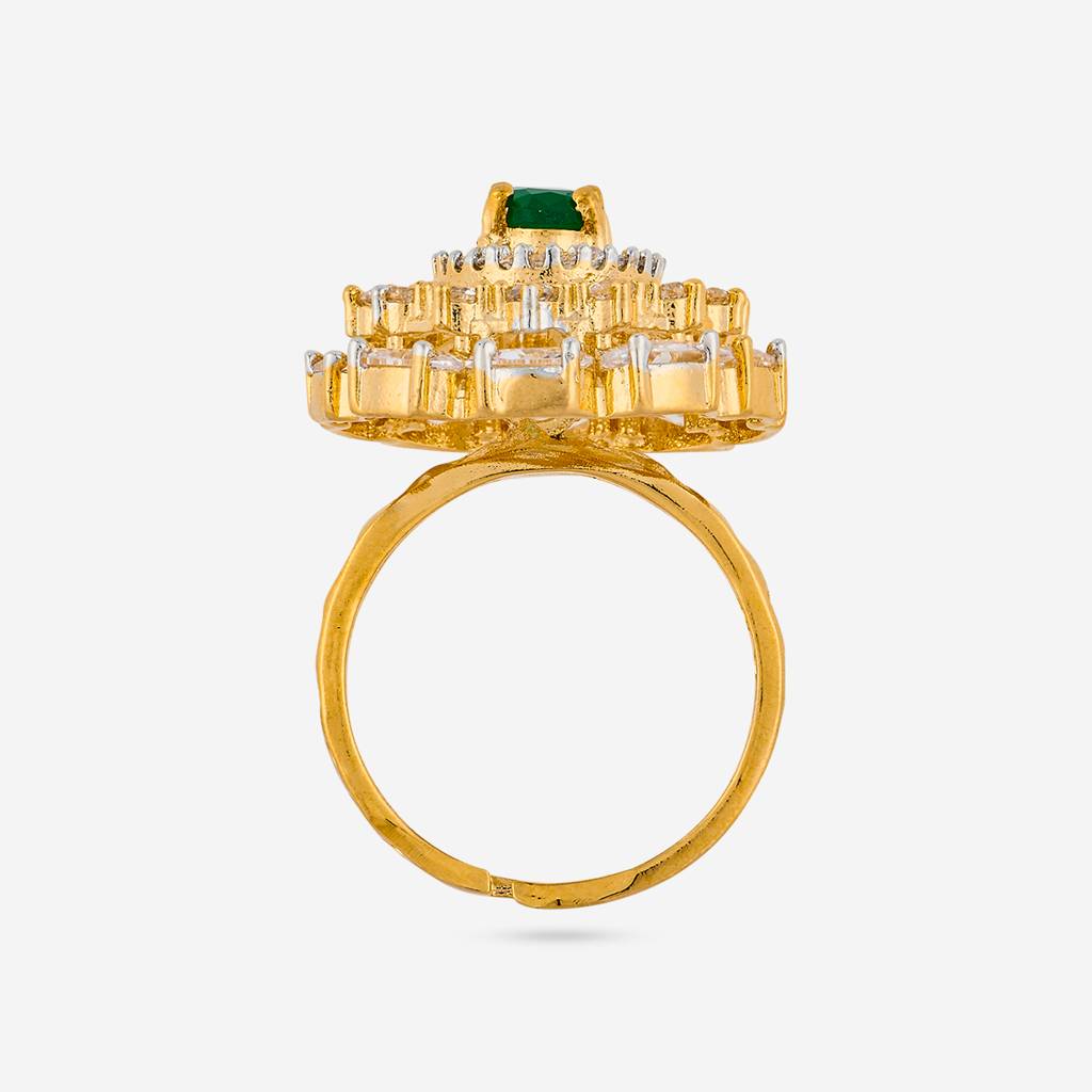 Rhodium-Gold - Plated Party Wear Zircon Finger Ring - 458702 : 458702