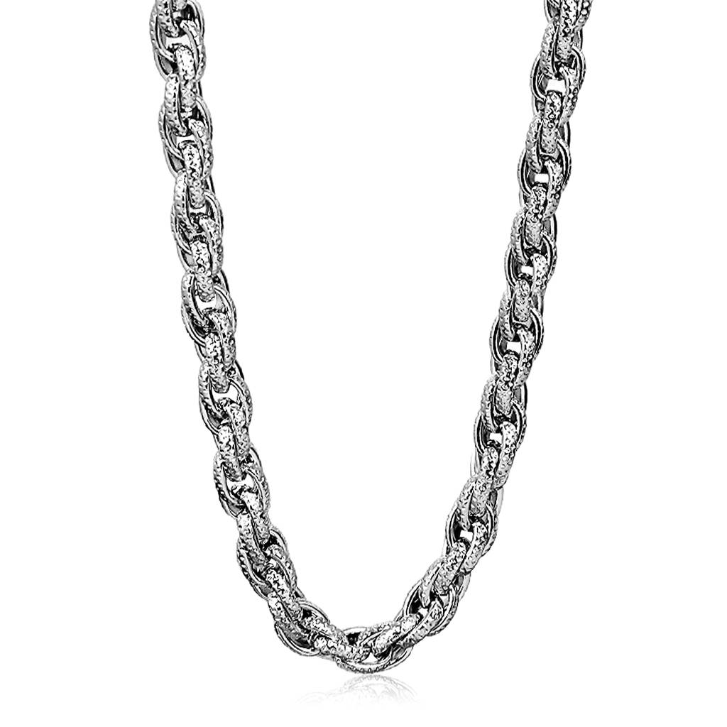 Fancy Rope Link Chain For Men & Boys | Silver Plated | Stainless Steel | Casual Stylish Design Jewellery | Birthda : PX9CH170S