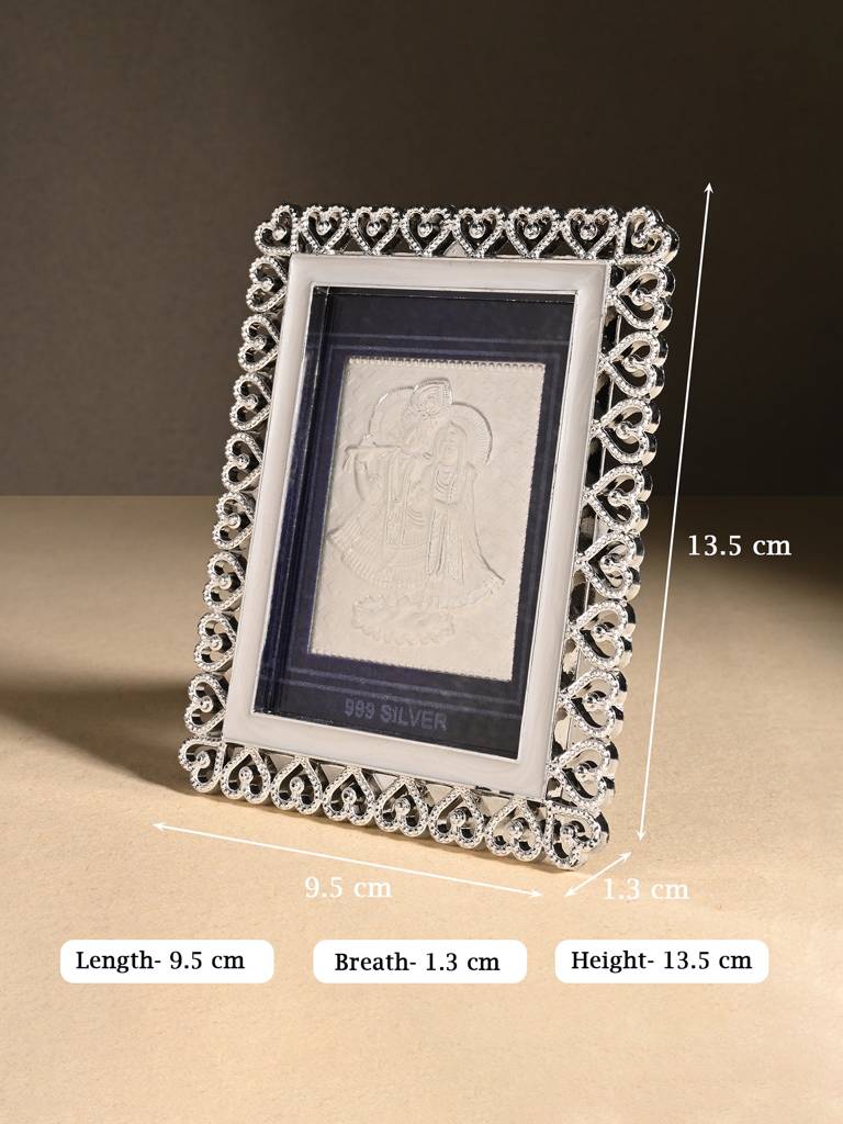 999 Silver Radha Krishna Photo Frame : AFGFT151