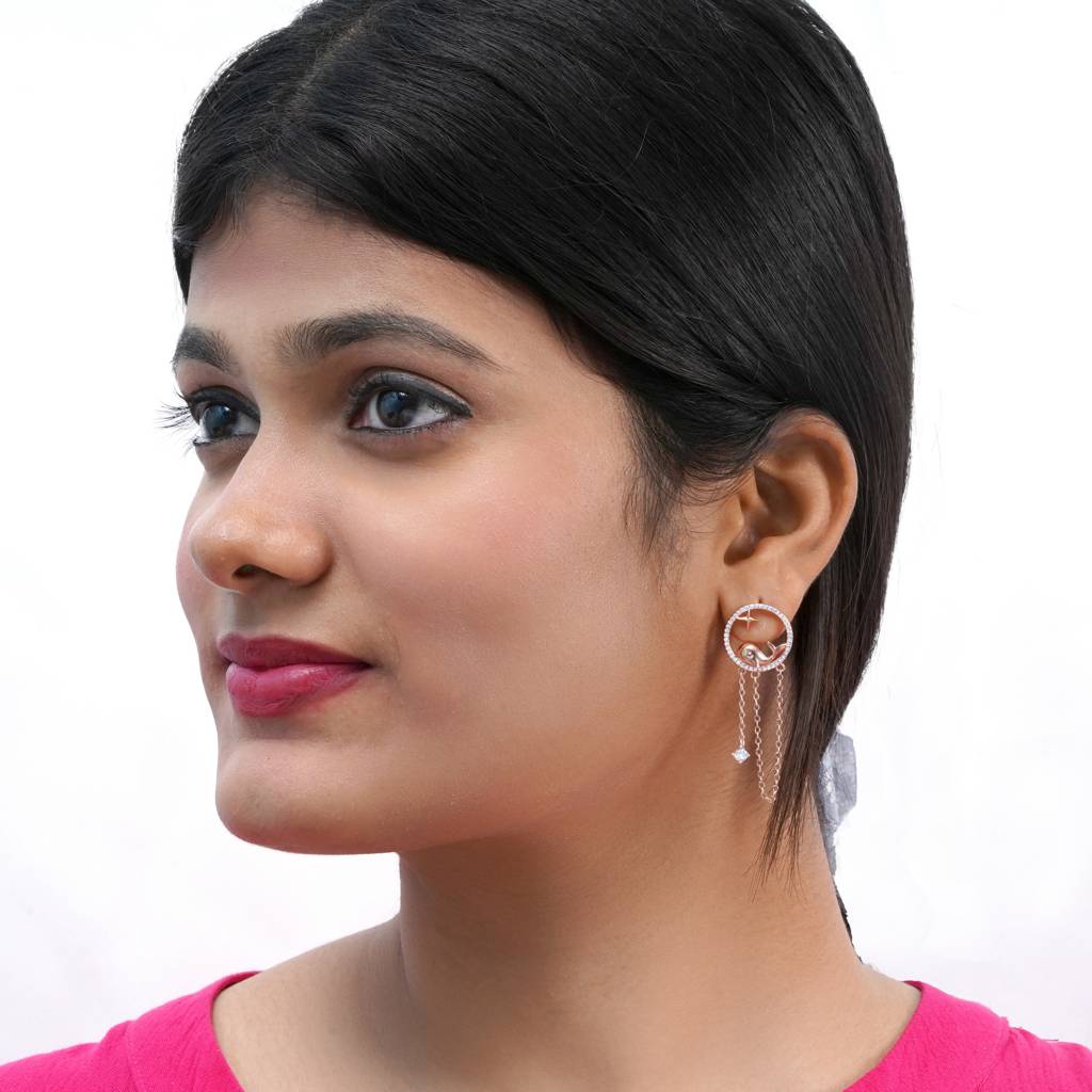 925 Sterling Dolphine Earrings : TRETL0043Rose
