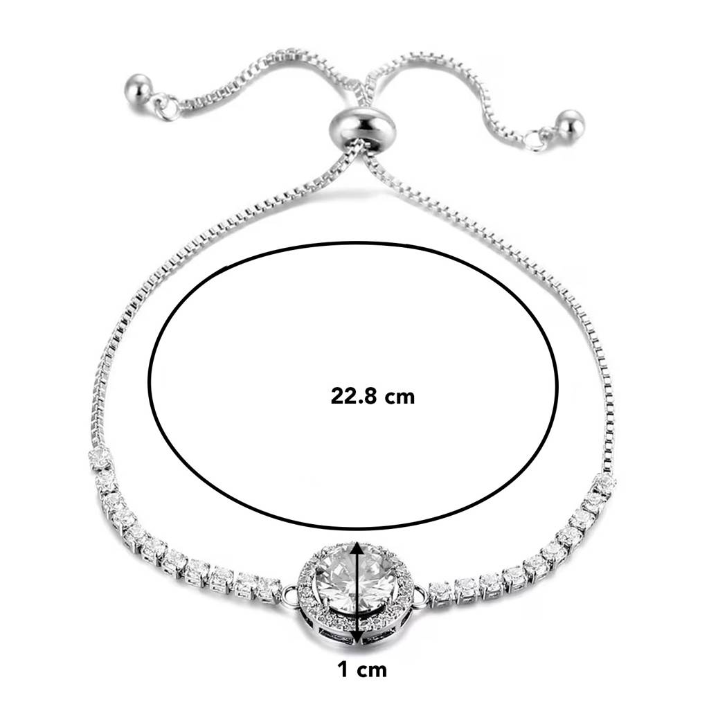 Peora Silver Plated Cubic Zirconia Studded Adjustable Charm Bracelet Stylish Fashion Jewellery For Women & Girls, Val : PX8B79