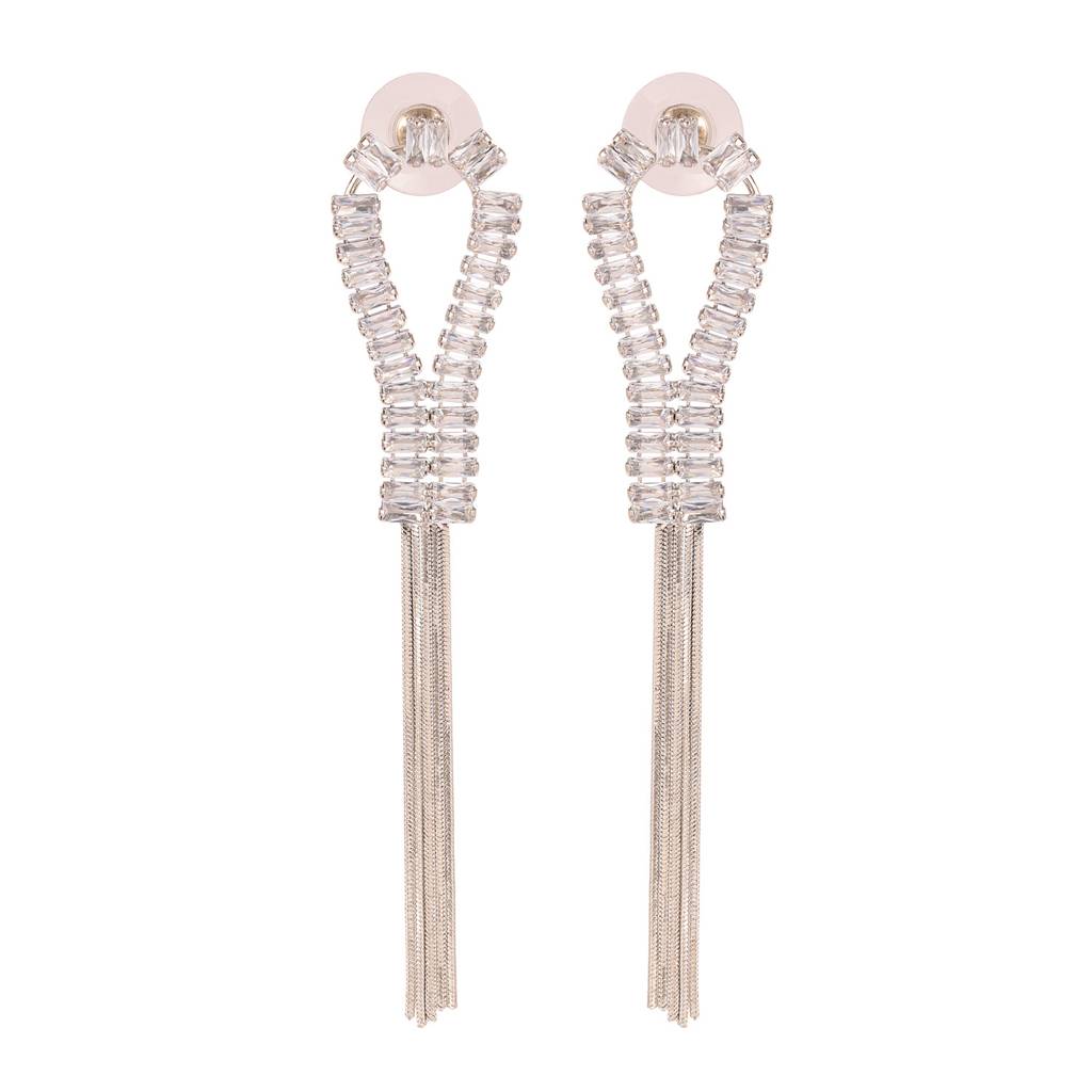Korean Bling Icy Glamour Tassel Earrings : 8905124563795
