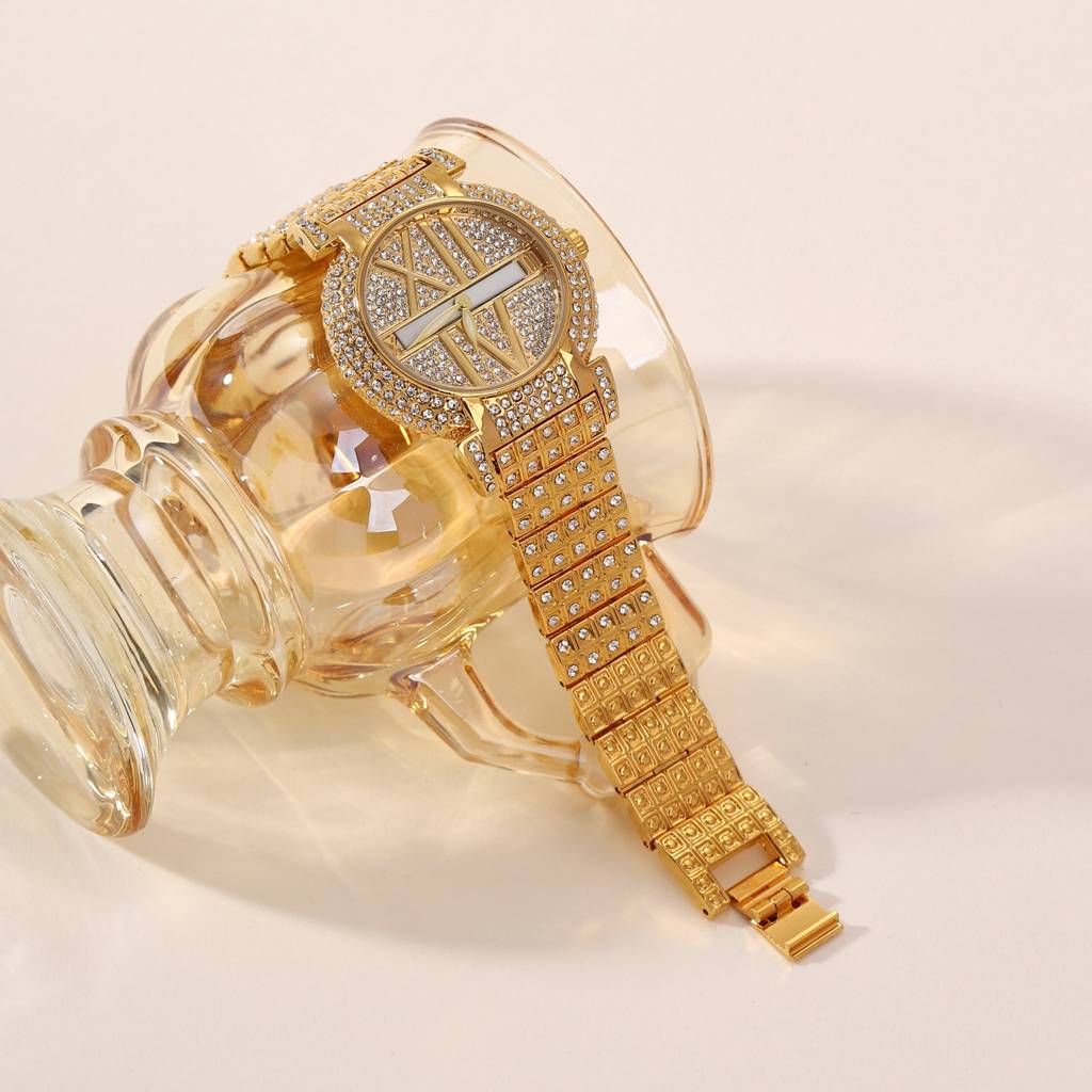 Fully Stone-Studded Watch Bracelet For Women : WT-S-0023-G-G