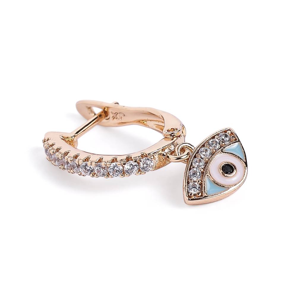 Evil Eye Hoop Drop Earrings For Women | Stylish Fashion Jewellery : CAD-082-IG-ER