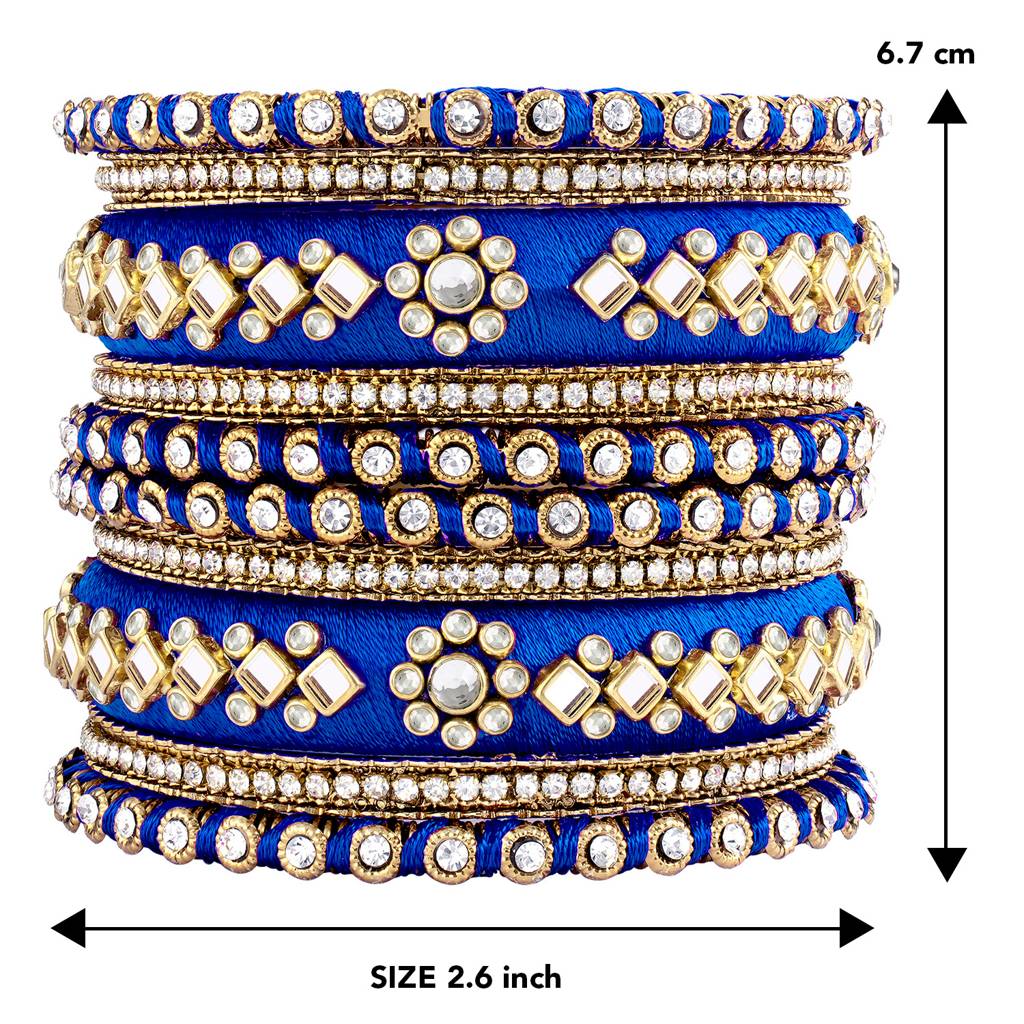 Peora Velvet Matching Fancy Silk Thread Chuda Bangle Set Navratri Gift For Women : PF51B46BW