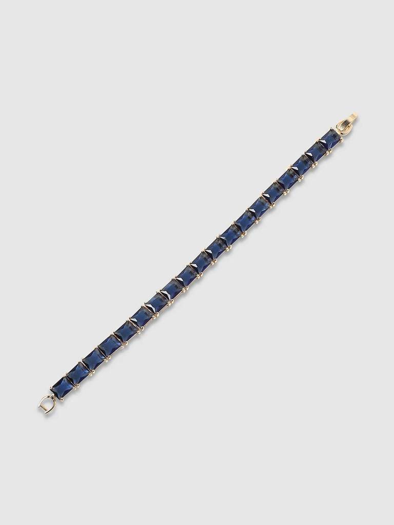 Men'S Geometric Stone Tennis Bracelet - Sapphire Blue : FABR1098