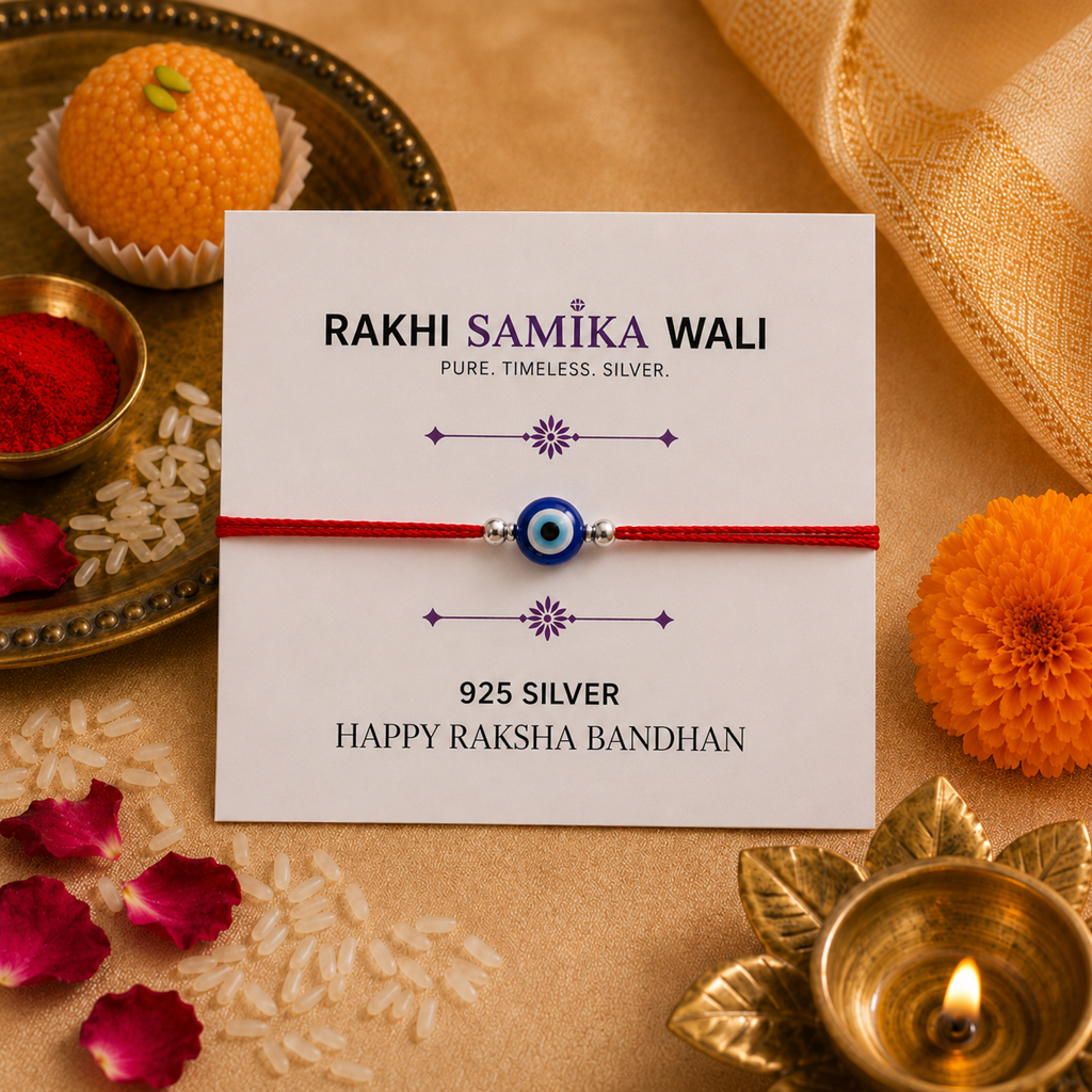 925 Sterling Silver Evil Eye Protection Rakhi : SMK-RKH-006