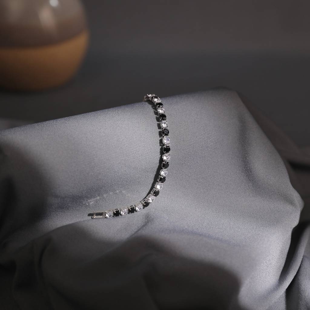 Two Tone Radiance Tennis Bracelet : MB1S0979-S-BK
