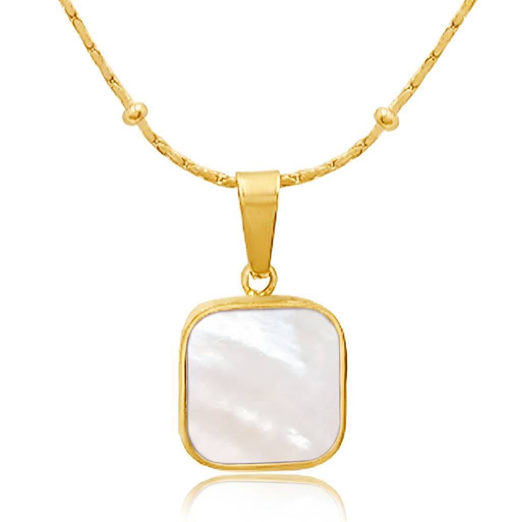 Faux Onyx Studded Pendant Chain Necklace Fashion Jewellery For Women & Girls : PX9P82GW