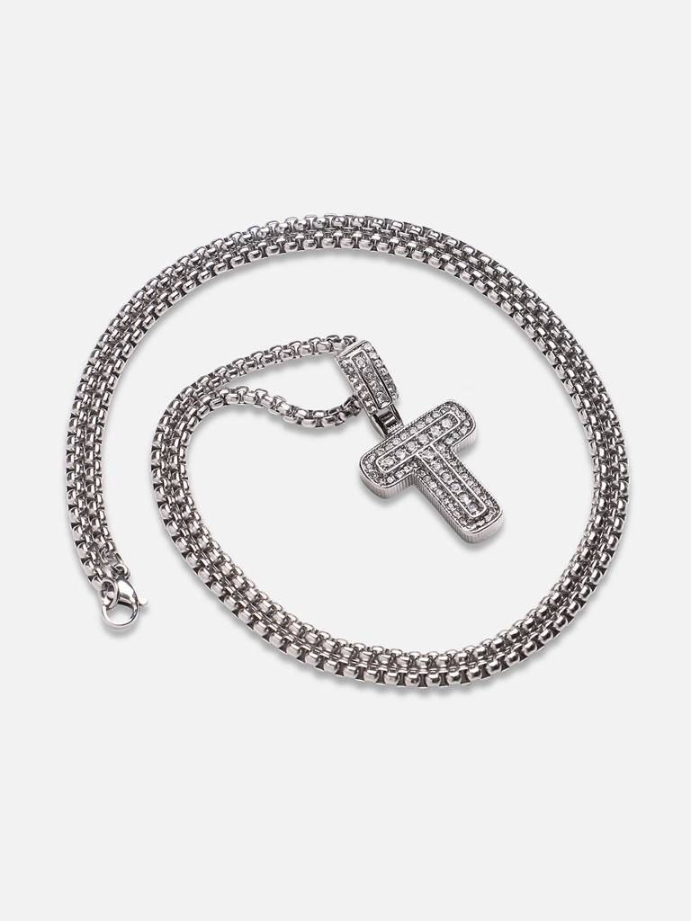 Men'S Embellished Alphabet Pendant Necklace - Silver : FANC1071-T