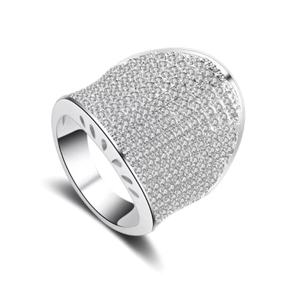 Silver Plated Cubic Zirconia Studded Finger Ring Contemporary Jewellery For Women & Girls (Us 7) : PX9R2024S-7