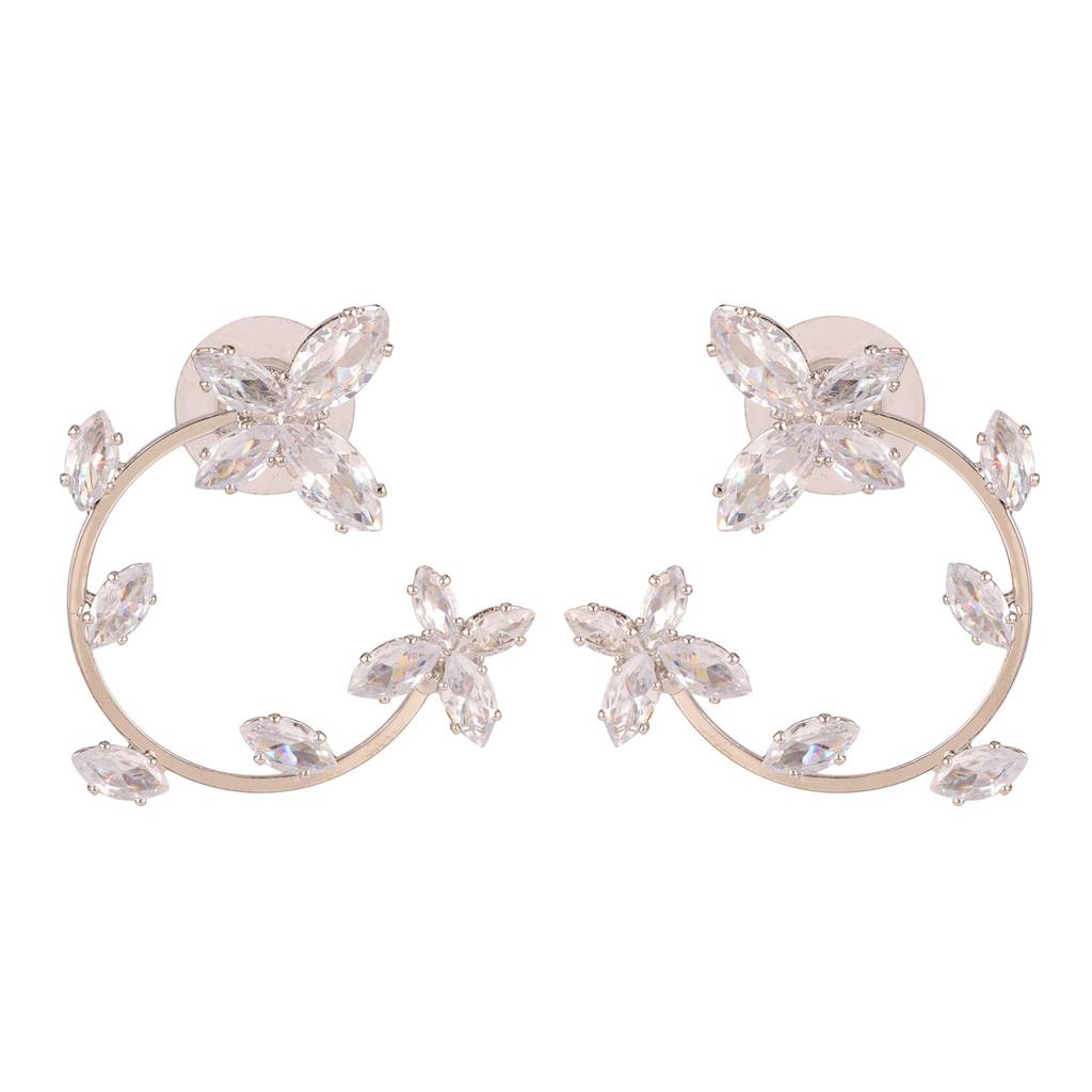Korean Bling Daisy Dream Crystal Hoop Earrings : 8905124563658