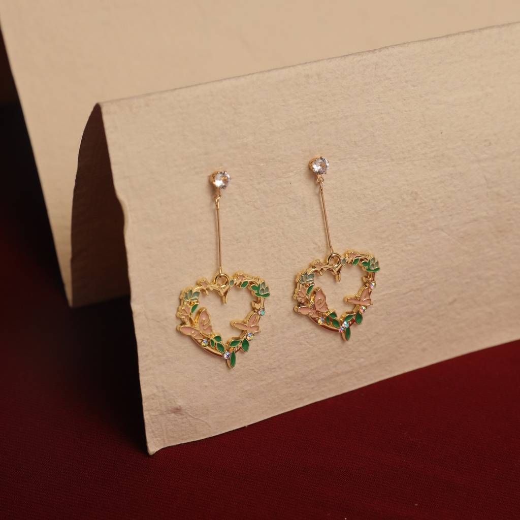 Love Forest Elegance Earrings With Valentine Box : ES14242-G-PNK