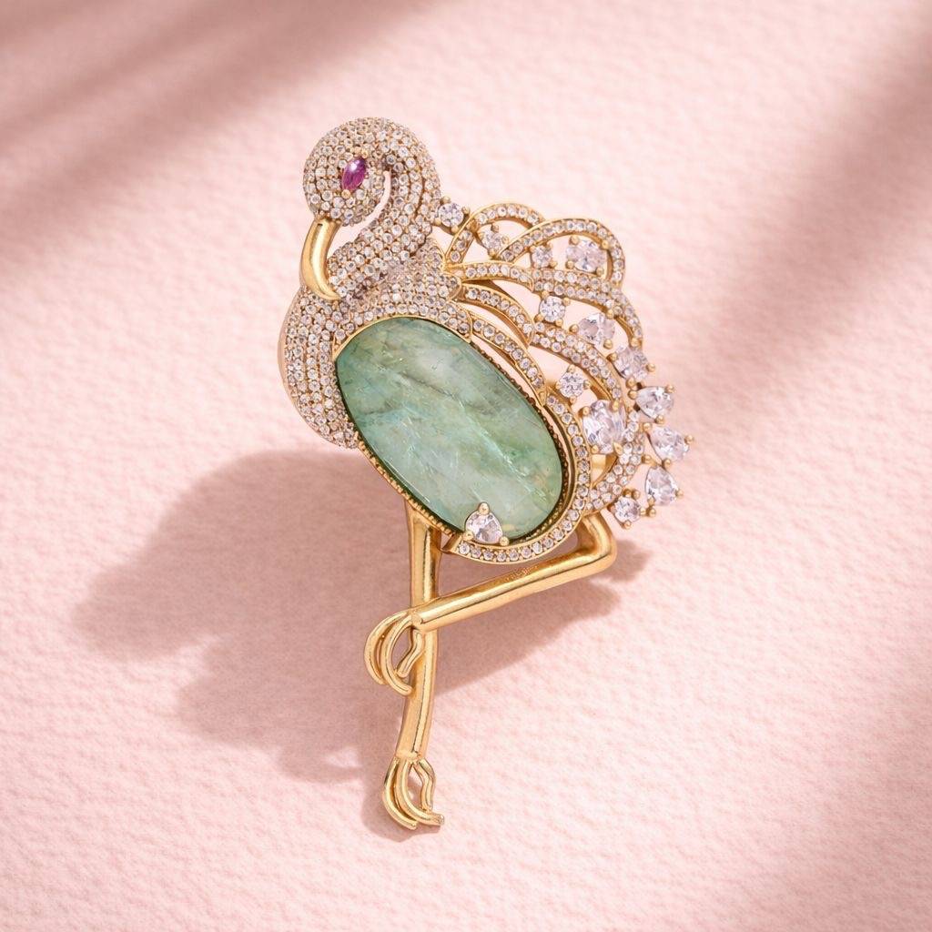 Premium Diamond Studded Unisex Swan Brooch With Hydro : 900007