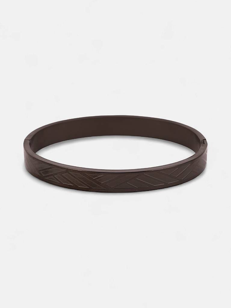 Men'S The Heringbone Bangle Bracelet - Onyx Black : FABR1313