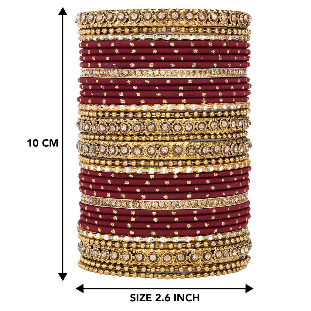 Studded Green Silk Thread Bangles Set Ethnic Jewellery For Women : PF51B84M