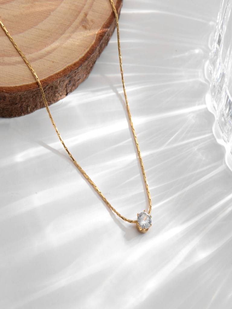 Zircon Thin Neck Chain Anti-Tarnish Necklace : ALH0626PN401G