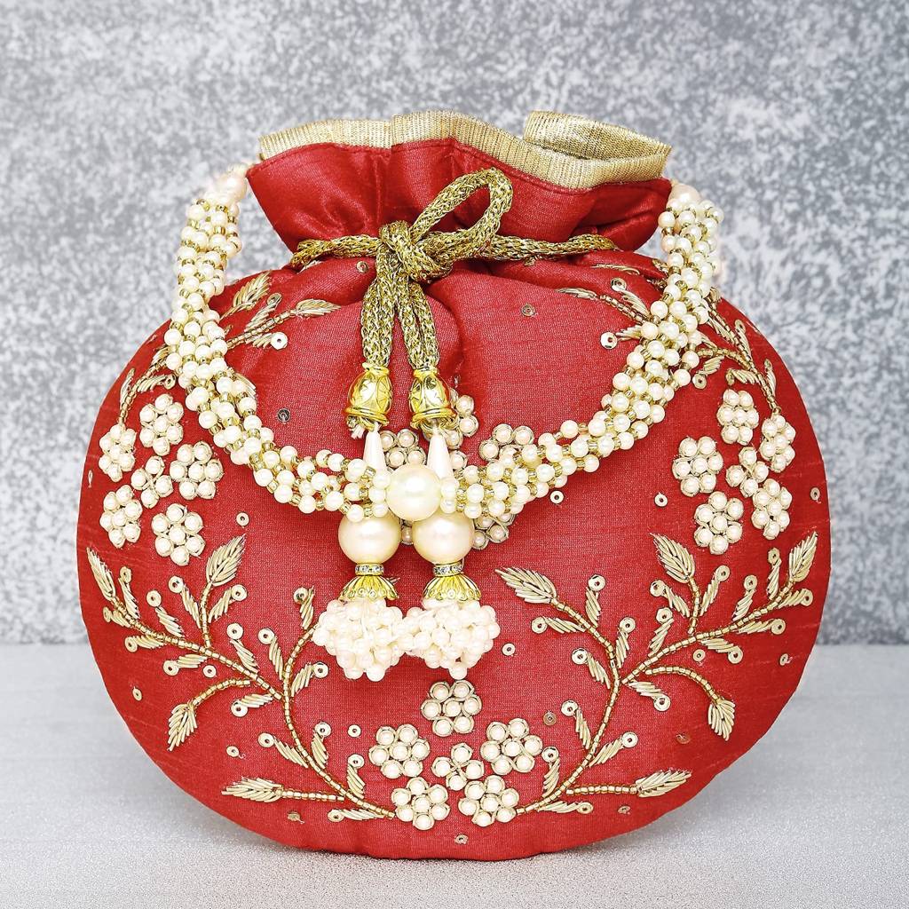 Rani Potli Bags For Women Evening Bag Clutch Ethnic Bride Purse With Drawstring (P86Rp) : P86R