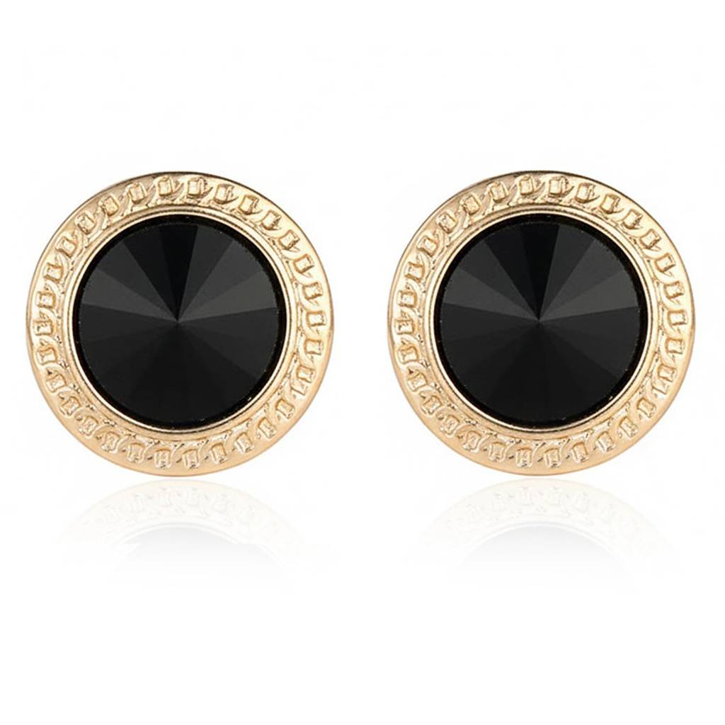 Gold Plated Black Onyx Studded Fancy Cufflinks Business & Occasion Gift For Men : PX9CL158GBL