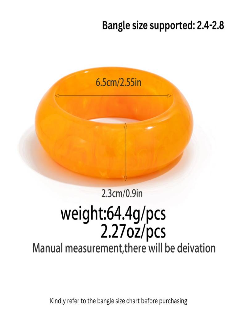 Set Of 3, Chunky Oversized Bold Acrylic Resin Bangles : ASX1225B7125OTGC3