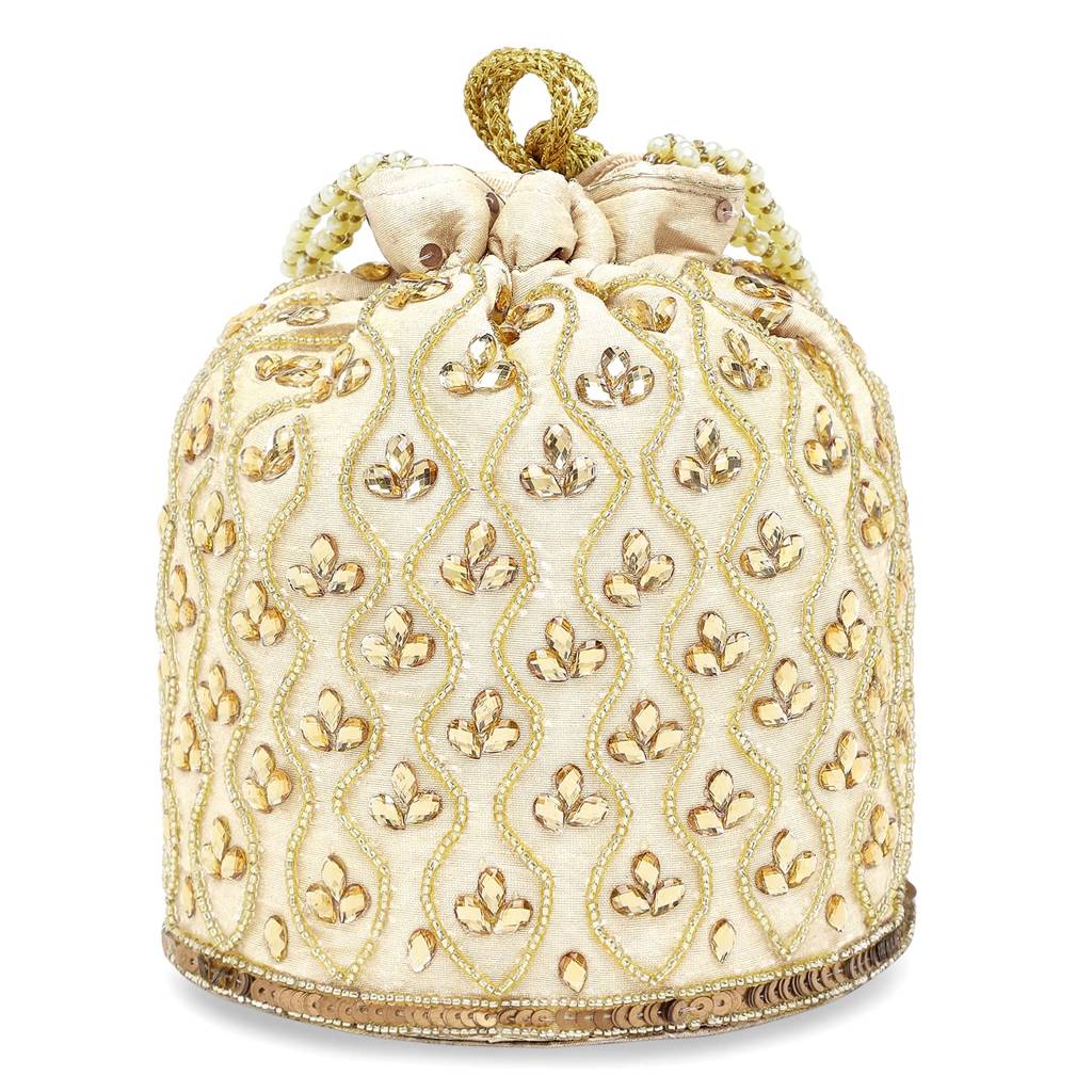 Embroidered Potli Bag For Women Handmade Ethnic Purse Evening Handbags Stylish Bridal Fashion Clutch Bag Gift For Girls : P88CRM