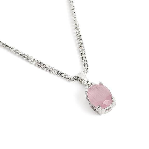 Sleek Ad Oval Pendant Set In Rhodium– Office & Daily Wear : AD-859-IRMPPDER