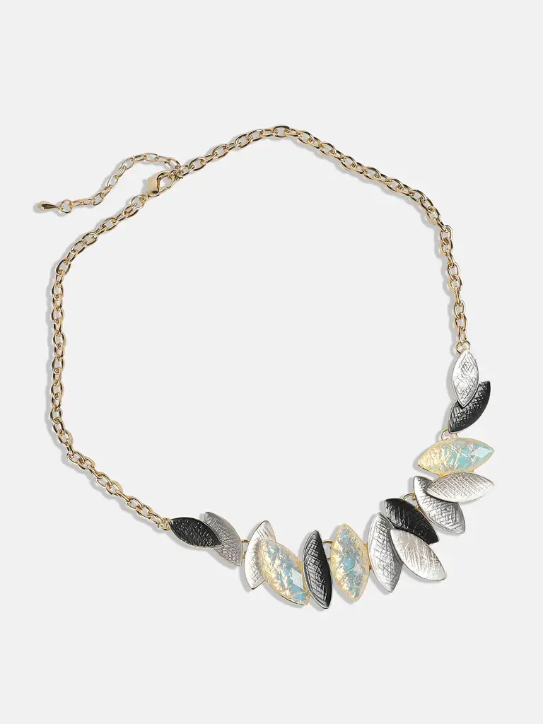 Pele-Women'S Black & Silver Textured Lanceolate Jewellery Set : SOHIJS9780