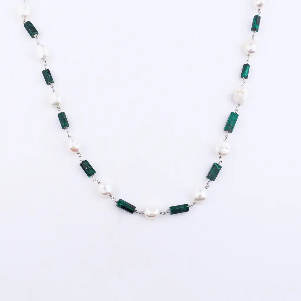 Malachite And Pearl Ganthan Necklace : 96364439