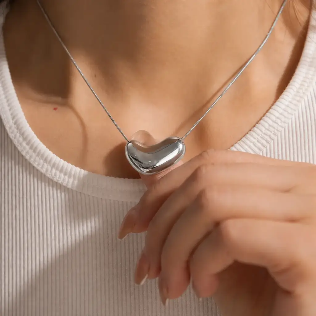 Silver Bean Necklace : NS14858-S