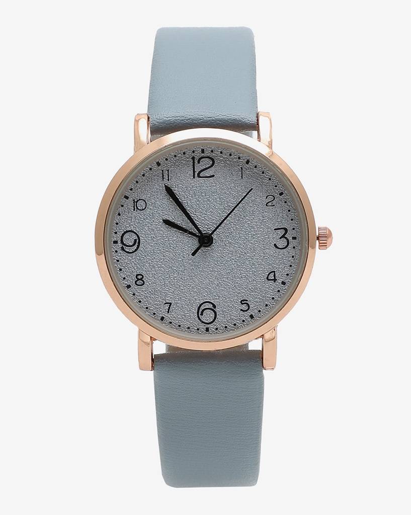 White & Bronze Analog Round Dial With Black Hour Marker & Blue Leather Strap : HSWC1010