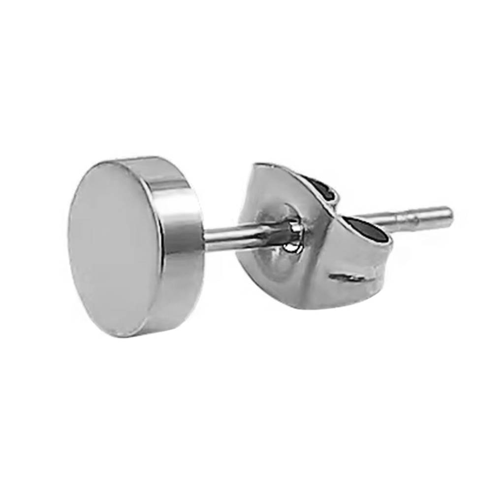 Silver Plated Stainless Steel Round Stud Earrings Fancy Jewellery For Men & Boys| : PX9ME08S-S