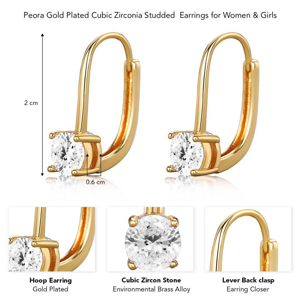Combo Set Cubic Zirconia & Crystal Studded Hoop & Drop Earrings Fashion Jewellery Gift For Women & Girls : PX8E207G-PX8E75