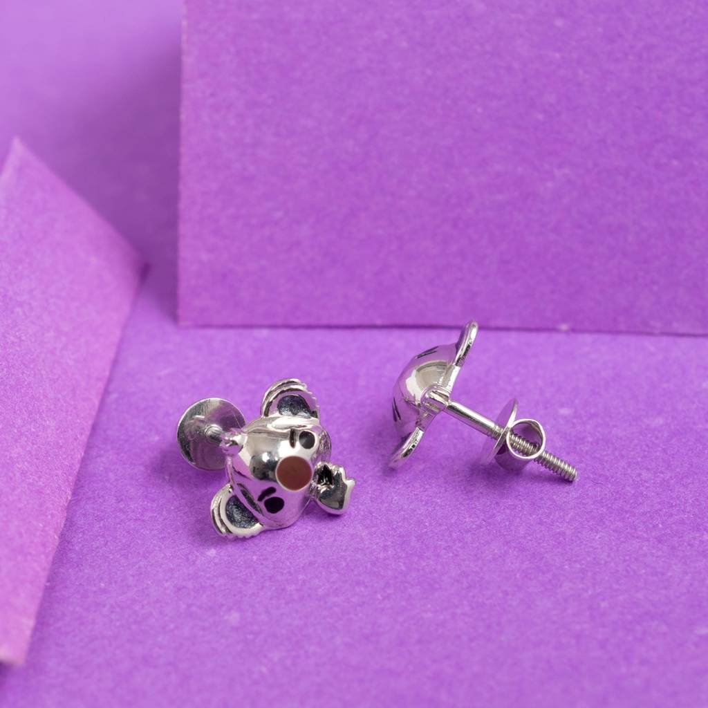 925 Silver Koala Stud Earrings Enamel Animal : SE_000990