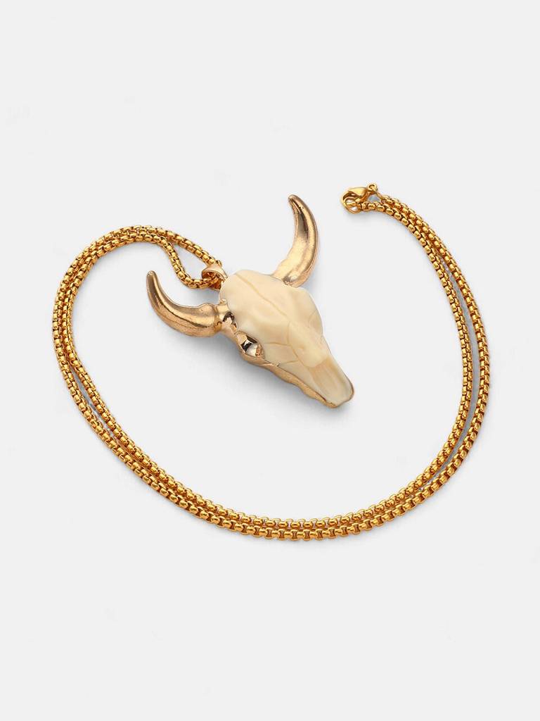 Men'S The Longhorn Pendant Necklace - Ivory White : FAPD1131