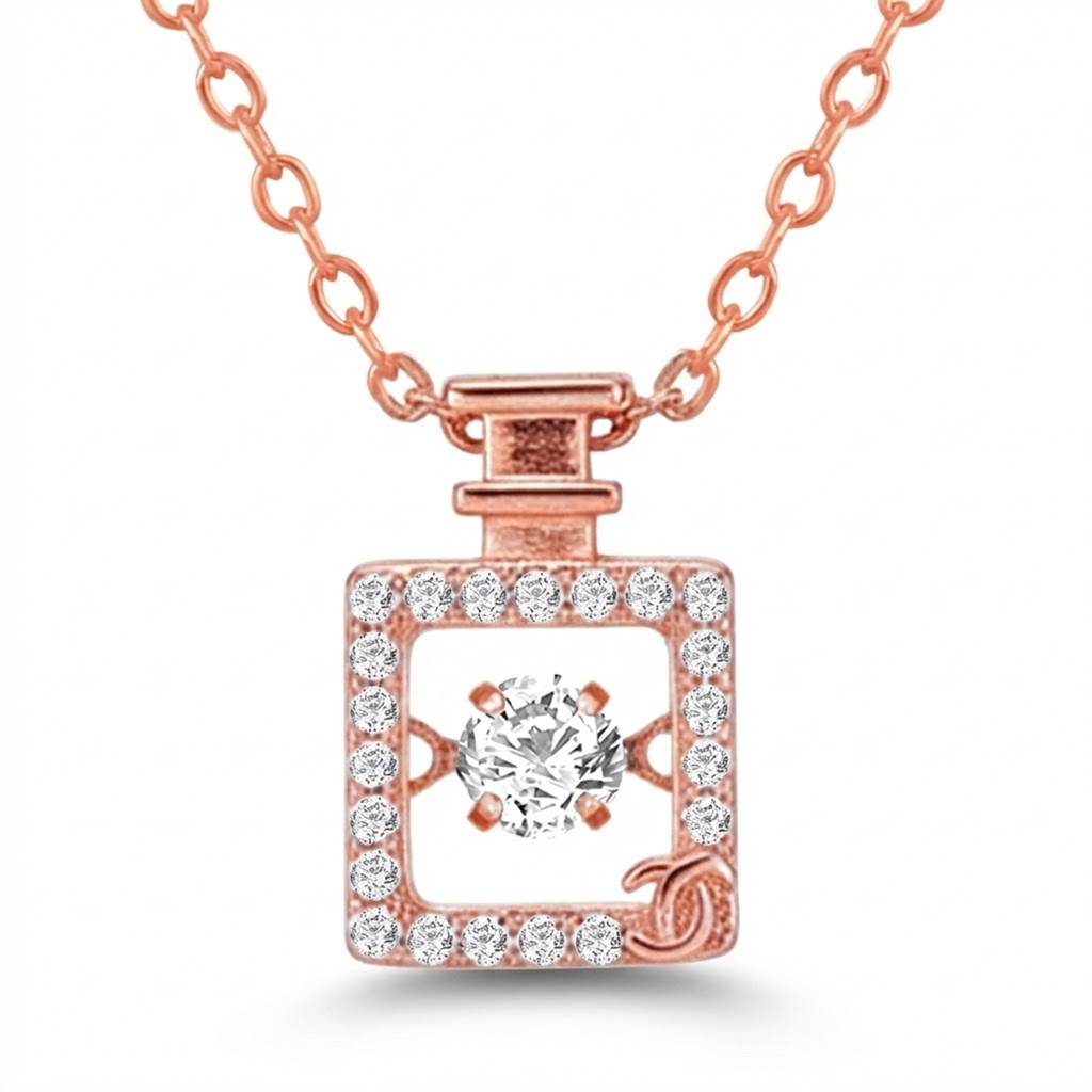 Crystal & Cubic Zirconia Studded Rose Gold Plated Pendant Chain Necklace Fashion Jewellery For Women & Girls : PX9P80CW