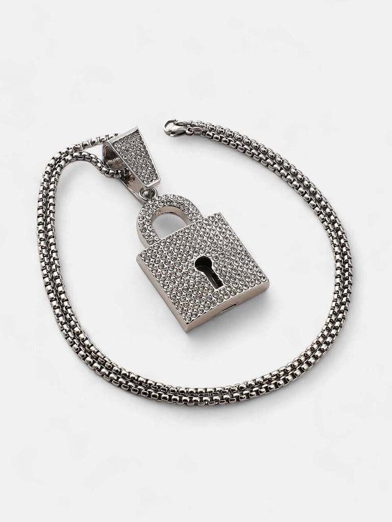 Men'S The Lock Pendant Necklace - Metallic Silver : FAPD1133