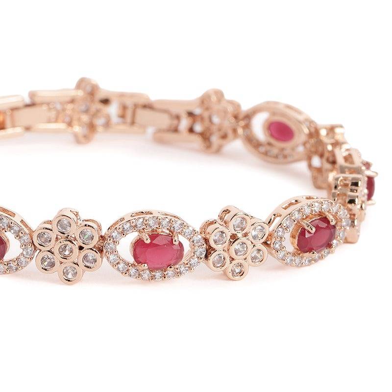 Rose Gold Plated Cz Tennis Bracelet For Women | Elegant Wear : AD-142-RGRBBR