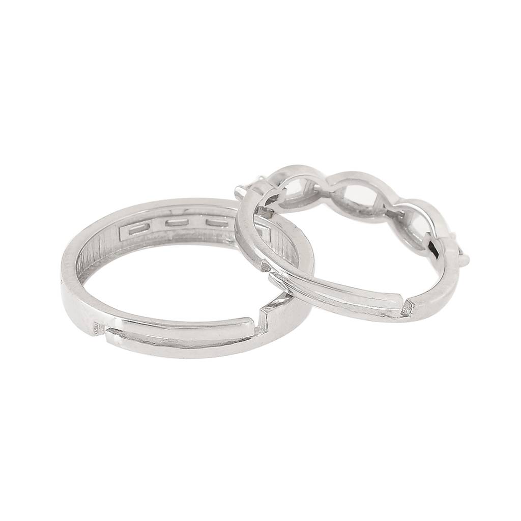 925 Silver Zirconia Ink Design Couple Rings : 8905124492712