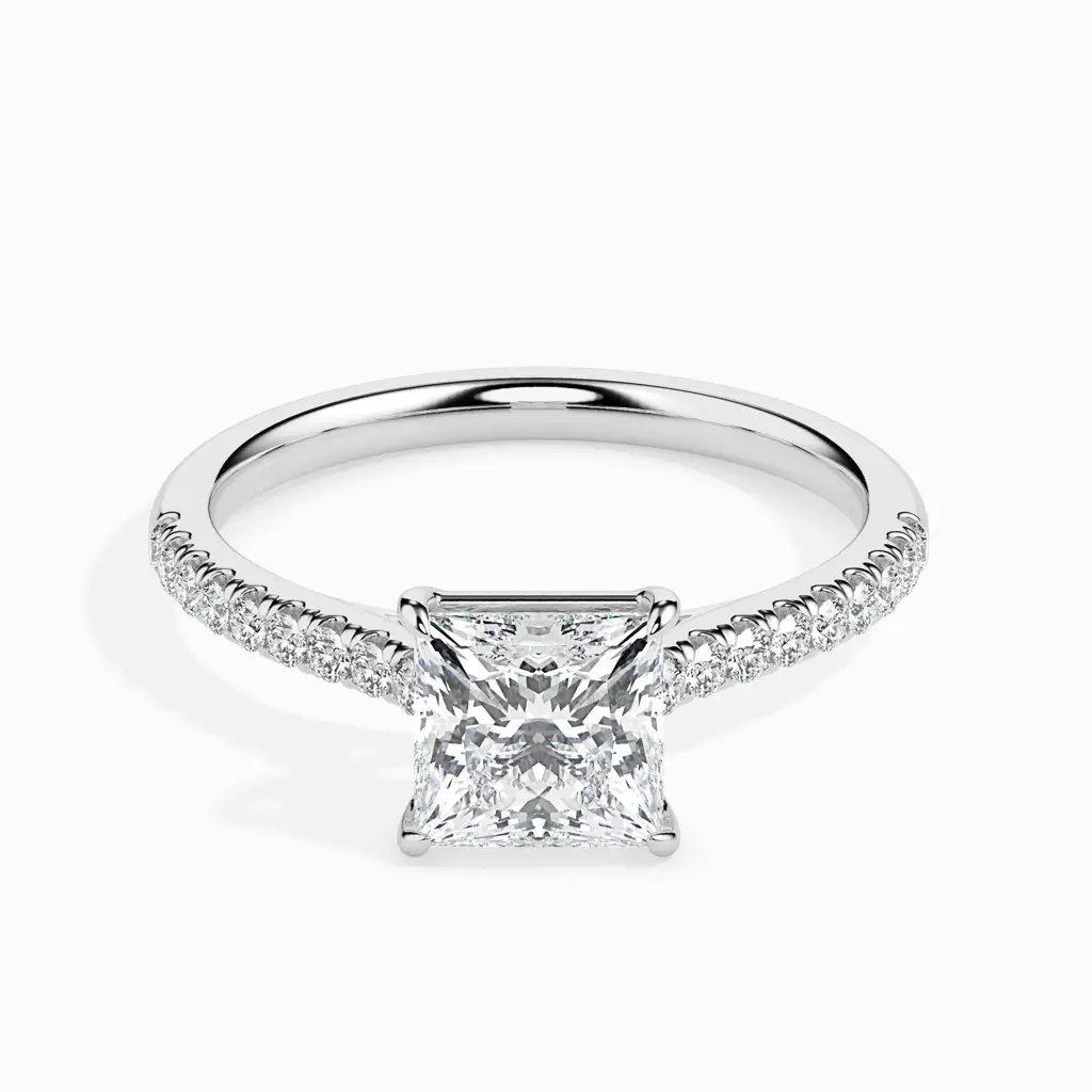1 Carat Princess Solitaire Ring In Diamond Band : 09kWhiteZNR103F10