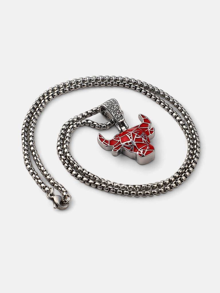 Men'S The Bull Pendant Necklace - Crimson Red : FAPD1118